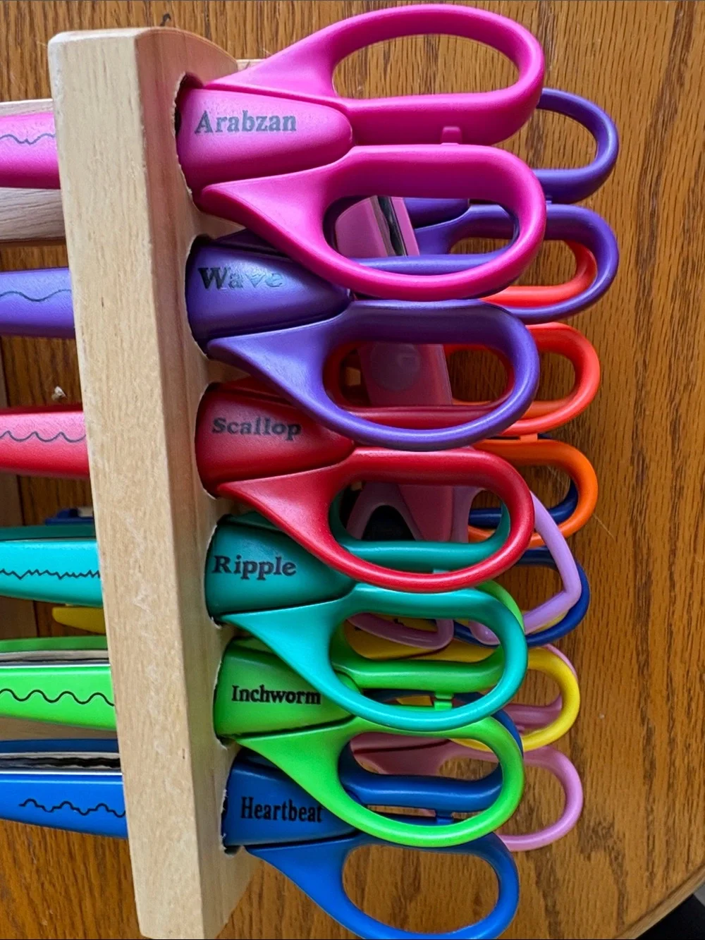 Assorted Color Craft Scissors Set with Wooden Stand - Picture 2 of 3